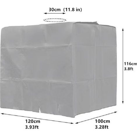 S-giant 1000l Ibc-wassertankabdeckung, Regenwasserbehälterabdeckung Mit Reißverschluss, Winddicht, Uv-beständig, Reißfest (210d) – Silber