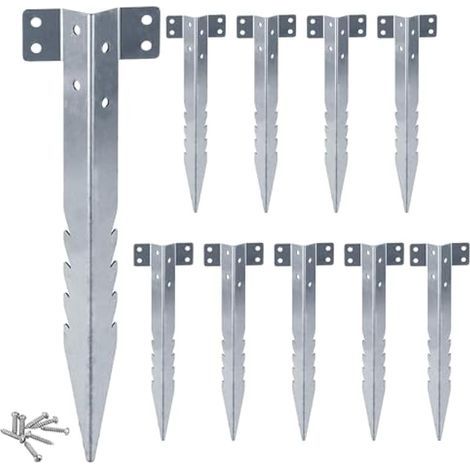 10er-pack Eisenbahnschwellenstützen, 41,9 Cm (16,5 Zoll) Robuste Metallpfähle, Gezackte Spikes Aus Verzinktem Stahl Für Garteneinfassungen, Auffahrten, Erhöhte Pflanzgefäße