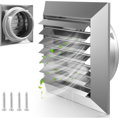 120 Mm Lüftungsgitter Mit Insektenschutz, Rückschlagventil Aus Edelstahl 304, Wetterschutz, 120 Mm Für Vmc-rohrmantel