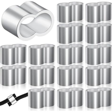 25 Aluminium-crimphülsen Für 8 Mm Abschleppseil Und Verlängerungsseil (doppelhülsen, 0,78 X 0,48 Zoll)