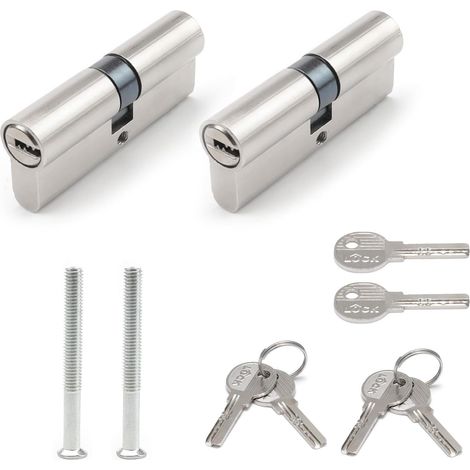 2er-pack Türschließzylinder, 70 Mm Doppelöffnung, Mit 6 Schlüsseln Und Schrauben, Schließzylinder Mit Knauf, Legierungszylinder Für Türschlösser