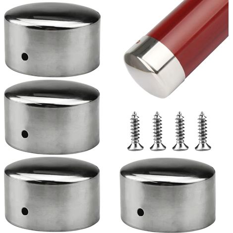 4 Stück Handlauf-endkappen, 0,4 Mm Superdünne Armlehnen-endabdeckung, Runde Endkappen Für Treppengeländer, Mit 4 Edelstahlschrauben (59 Mm)