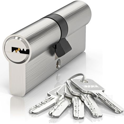 50/50 (100 Mm) Türzylinderschloss Aus Nickel, Mit Horizontalen Bohrmuldenschlüsseln, Euro-zylinderschloss Aus Aluminiumlegierung, Anwendbar Für Verbundwerkstoffe Und Upvc