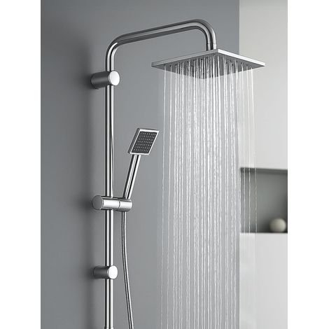 8-zoll-duschsäule Aus Chrom Mit Regenkopf, Messingstruktur, 93,5 Cm Lange Thermostatische Duschsäulenstange, Verstellbar Und Einfach Zu Installieren