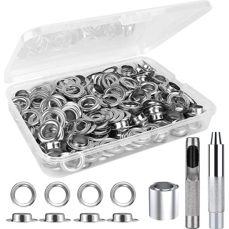 Aiducho Tüllen-werkzeug-set, 12 Mm – 120 Sets Metalltülle – Tüllen-ösen-werkzeuge Für Diy-vorhänge, Planen, Segeltuch, Zeltreparatur