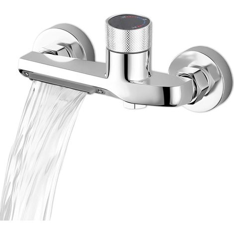Badezimmer-badewannenarmatur, Silberne Badewannenarmatur Mit Rutschfestem Knopf, Thermostatische Duscharmatur Aus Kupferlegierung, Für Wandduschen