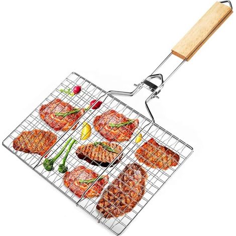 Barbecue-grill, Grillnetz, Grillkorb, Barbecue-fischkorb, Barbecue-grill, Werkzeugkorb, Barbecue-grill Mit Holzgriff, Für Fisch, Gemüse, Garnelen, Fleisch