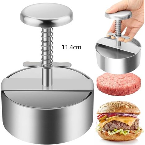 Burgerpresse, Hamburgerpresse Aus Edelstahl 304, Verstellbare Hacksteak-burgerpresse, Einfach Zu Bedienen, Antihaftbeschichtete Hamburgerpresse Für Familientreffen, Party – 11,4 Cm