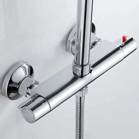 Choyclit Thermostatischer Duschmischer, 2 Hohe Und Niedrige Auslässe, Verbrühschutz-mischbatterie, Verchromtes Messing, Für Badezimmer, Badewanne