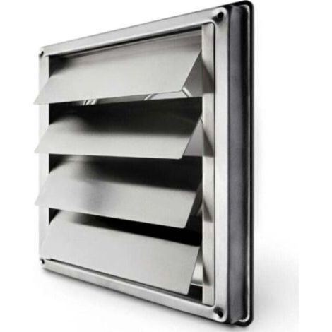Debuns – 150 Mm Lüftungsgitter Aus Edelstahl – Rückschlagventil Mit Beweglichen Lamellen – Witterungsbeständig – Abmessungen 184 X 184 Mm