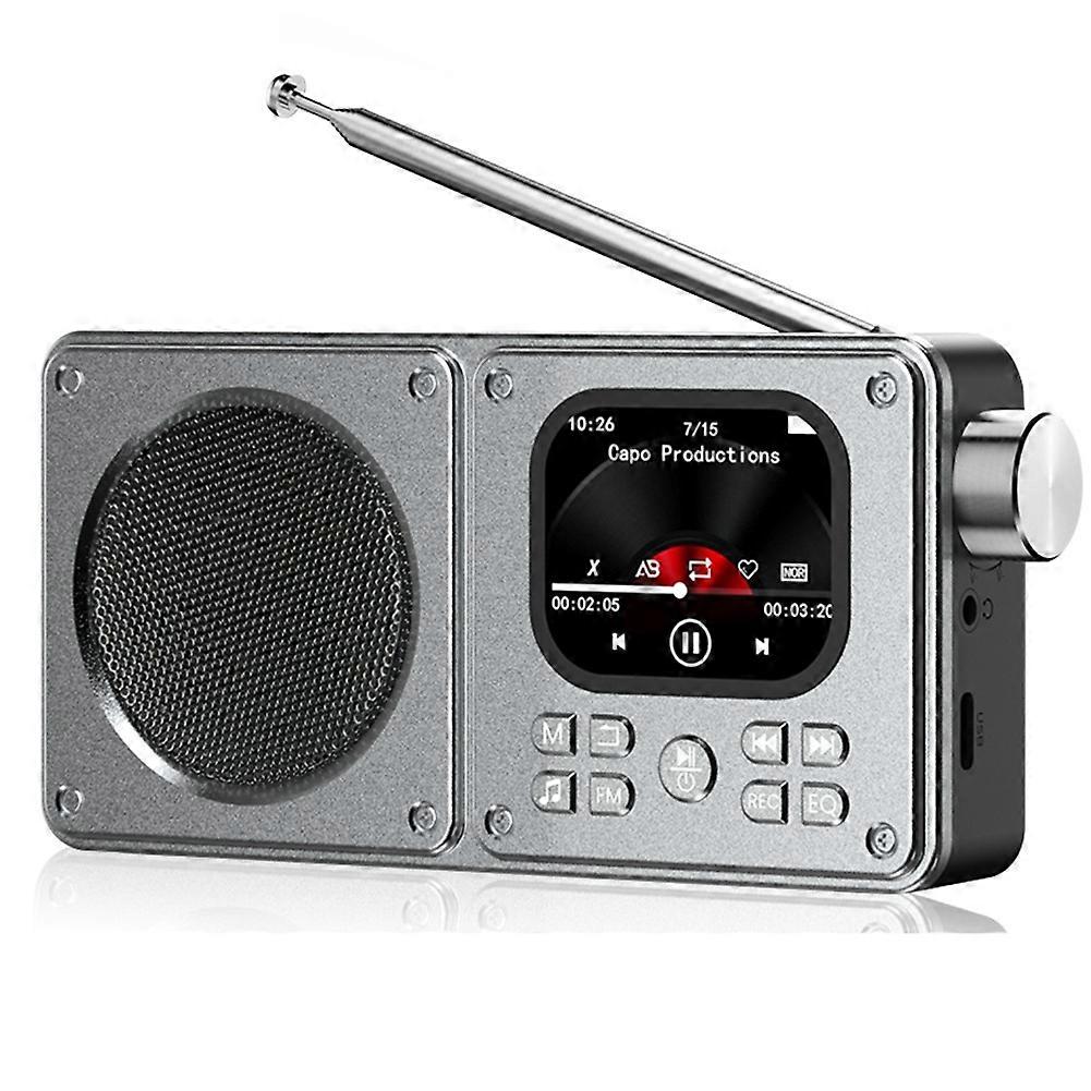 Mini Radio Fm Portable Avec Réveil, Fonction Enregistreur, Écran Ips 2 Pouces, Lecteur Mp3, Haut-parleur Bluetooth Et Lecteur De Carte Tf.