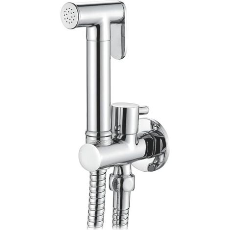 Dusch-wc-einbauset Mit Flexibler Halterung, Handbrause, Chrom, Silber
