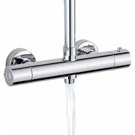 Duschmischer, Thermostatischer Duschmischer Mit 2 Auslässen, Oberer Auslass 3/4" Bsp (26,4 Mm) Und Unterer Auslass 1/2" Bsp (21 Mm), Runde Form, Messing, Chrom-finish