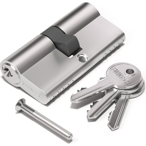 Europäisches Zylinderschloss, 70 Mm (30/40), Satin-nickel-zylinderschloss Mit Schlüssel/schlüssel Und 3 Standardschlüsseln, Einbruchsicher, Stoßfest, Bohrfest, Hohe Sicherheit Für Holz