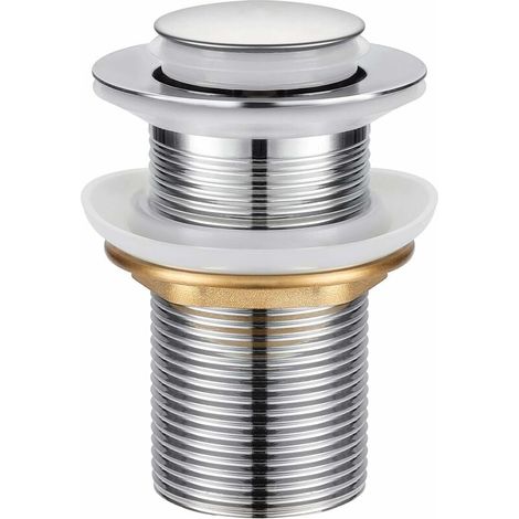 Forehill – Universeller Spülbeckenabfluss Ohne Überlauf – Pop-up-drucksystem – Verchromter Edelstahl – Durchmesser 37,5 Mm – Höhe 80 Mm