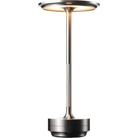 Groofoo Silberne Wiederaufladbare Und Tragbare Tischlampe Mit Dimmbarem Licht Für Büros, Schlafzimmer, Restaurants Und Bars