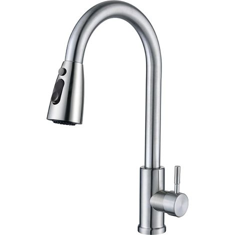 Küchenarmatur Mit Ausziehbarer Brause, Edelstahl-küchenmischbatterie, 360° Drehbare Küchenbrause, Gebürstete Oberfläche, 3 Wasserdurchfluss-einstellmodi