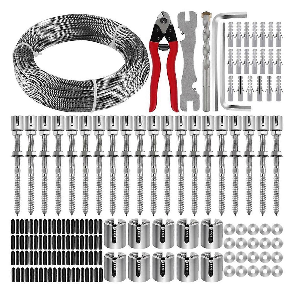 Treillis Métallique De Jardin De 30 M Pour Plantes Grimpantes, Kit De Treillis Métallique En Acier Inoxydable.