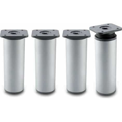 Möbelbein Badezimmermöbelfüße 4er-set Design: Silber Höhe: 20 Cm (+2 Cm) Verstellbar, 8-20 Cm Optional Runde Form: Ø4 Cm Material: Aluminium