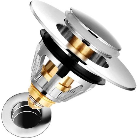 Promotion Universeller Abflussfilter Für Waschbecken, Verstopfungssichere Push-stopper-blöcke Für Waschbecken Aus Edelstahl, Abfluss Für Waschbecken, Geruchshemmender Haarfilter Für Löcher Von 1,33 Bi