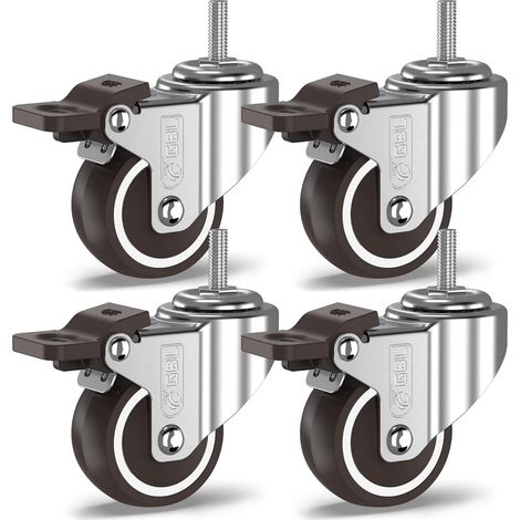 Robuste Lenkrollen Mit 4 Bremsschrauben – 50 Mm M10 X 25 Mm, Bis Zu 200 Kg – Packung Mit 4 Leisen Rollen Ohne Bodenspuren Für Möbel