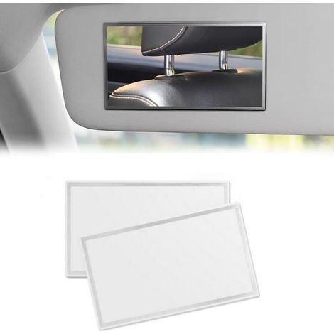 Set Mit 2 Automobil-kosmetikspiegeln Mit Sonnenblende – Rechteckiger Make-up-spiegel Aus Edelstahl, 15 X 8 Cm
