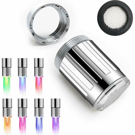 Set Mit 2 Bunten Led-wasserhähnen, Led-wasserhähnen, 7 Farben Wechselnder Wasserhahn-led-licht-wasserhahndüse