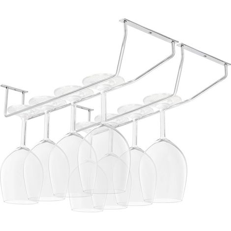 Set Mit 2 Hängenden Glashaltern – Chromstahl – Mit Schrauben Und Dübeln – Hängender Stielglashalter 34 X 11 Cm – Stielglas-aufbewahrung Für Bar Und Küche