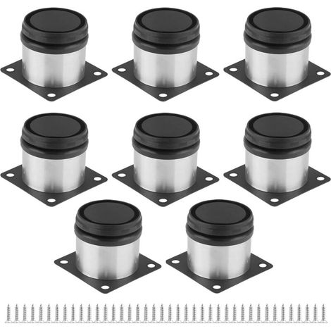 Set Mit 8 Verstellbaren Möbelbeinen – 5 Cm – Verstellbare Möbelfüße – Rund, Edelstahl – Höhenverstellbar (0–15 Mm) – Für Sofas, Möbel, Kücheneinheiten Und Tische – Befestigung