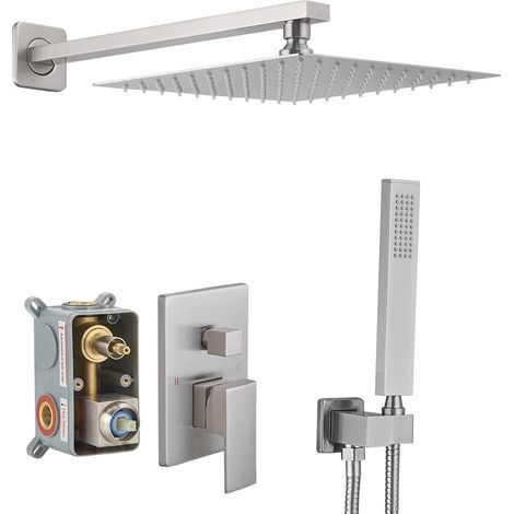 Shmshng – Thermostatische Duschsäule – Edelstahl – Regenkopf Und Handbrause – Verdecktes System Mit Lufteinspritztechnologie