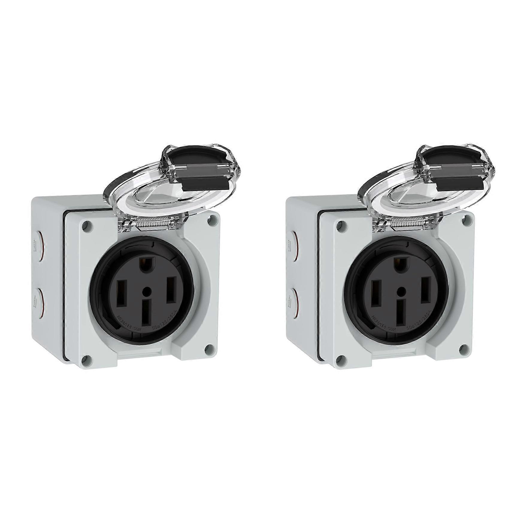 Boîtier De Prise De Courant 2 X 50 A, Prise Nema 14-50r 125/250 V, Étanche À La Poussière Et Aux Intempéries Pour Véhicules Électriques
