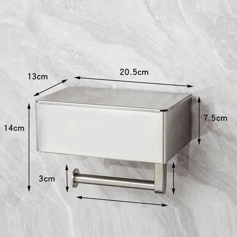 Trimec – Toilettenpapierhalter Aus Edelstahl Sus304 – Rostbeständig – Keine Bohrinstallation – Sichtschutzfach