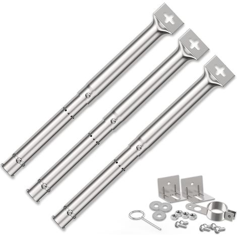 Universalbrenner 12"-17,7" Für Fireplus, Char-broil, Ersatzteile Für Verstellbare Brenner, Universal-gasgrill, Verstellbare Rohrbrenner Für Cosmo Grill Und Andere Grillmodelle (3 Stück)