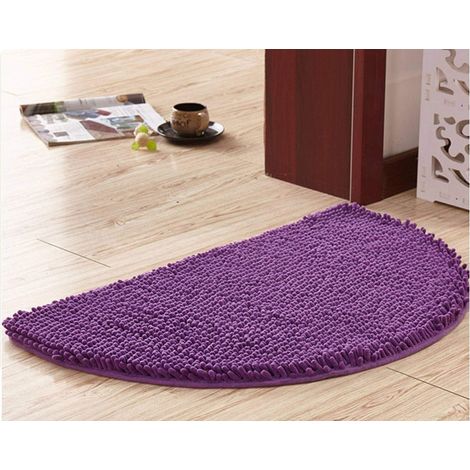 Halbkreisförmiger Badezimmerteppich, Weiche, Saugfähige Chenille-badematte, Rutschfester Teppich, Halbmond-badematte Für Badewanne, Maschinenwaschbar – Lila – 40 X 60 – Fei Yu