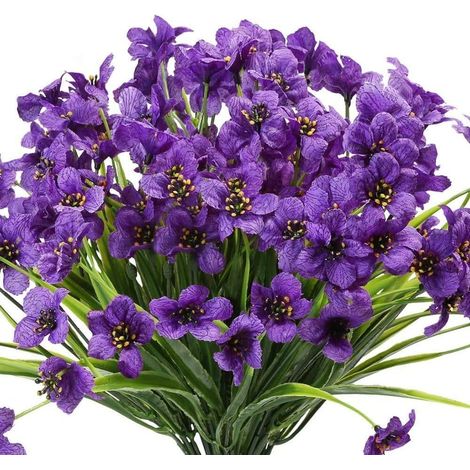 Set Mit 6 Uv-beständigen Künstlichen Violetten Blumen Für Den Innen- Und Außenbereich, Kein Verblassen (lila) Groofoo