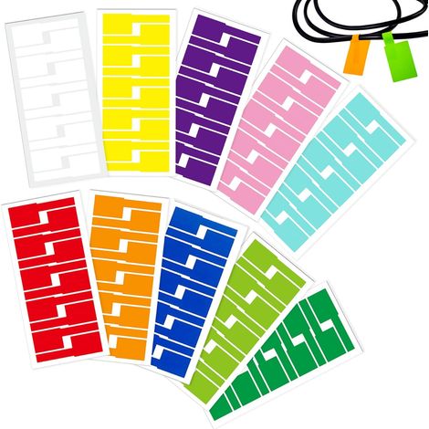(10 Farben) Kabeletiketten, Selbstklebende Kabeletiketten, A4-kabeletiketten, Farbcodierte Etiketten, Typ P, Reißfest, Bedruckbar