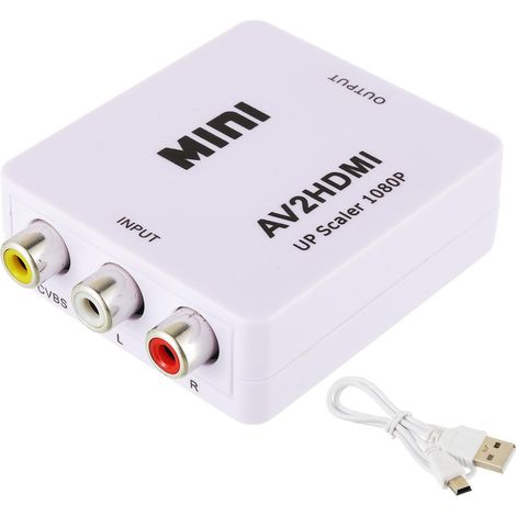 (weiß) Rca-zu-hdmi-adapter Av-zu-hdmi-konverter, 1080p-unterstützung Pal/ntsc Rca Composite Cvbs Audio-video-konverter Mit Usb-kabel Für Pc/xbox/tv/stb/vhs/dvd/wii
