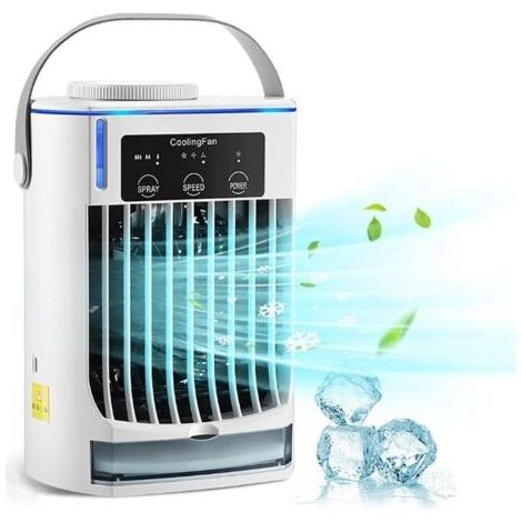 (weiß)tragbarer Klimaanlagenventilator, Mini-luftkühler, Drei Windgeschwindigkeiten, Zwei Modi, 500 Ml Großer Wassertank