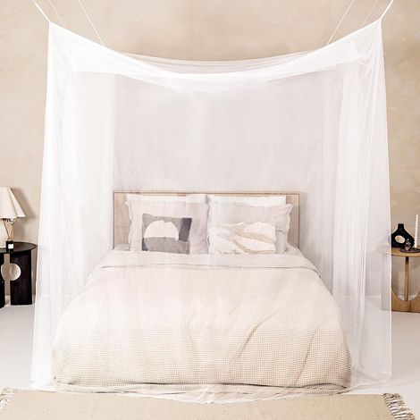 1 Moskitonetz Für Doppelbett, Feinmaschig, Rechteckige Struktur, Für Zuhause Und Camping