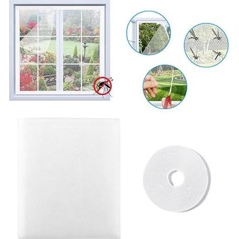 1 Moskitonetz Für Fenster, Mit 1 Klebestreifen – 150 X 200 Cm, Selbstklebend Und Zuschneidbar (weiß)