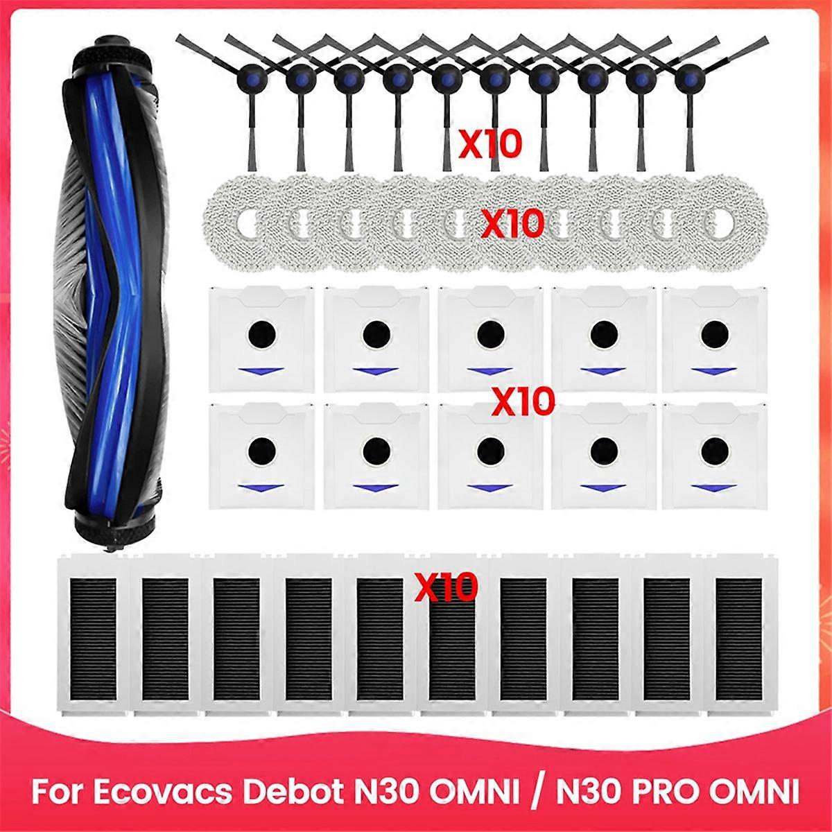 Kit De 41 Pièces Comprenant Brosse, Filtre, Sac À Poussière Et Chiffon De Nettoyage Pour Aspirateurs Debot N30 Omni, N30 Pro Et Omni. Pièces De Rechange
