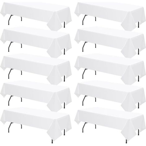 10 Packungen Einweg-tischdecken, Rechteckige Kunststoff-tischdecke, Weiß, 137 Cm X 274 Cm, Premium-tischdecken, Für Partys Im Innen- Oder Außenbereich, Geburtstage, Hochzeiten, Bankette, Picknicks, Zu
