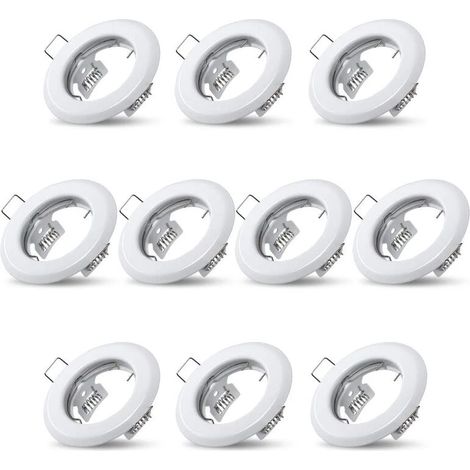 10x Einbaustrahler, Deckenleuchte, Weiße Halterungen Für Einbaustrahler, Edelstahlbeleuchtung, Küche, Wohnzimmer, Badezimmer, Einbauloch Ø55 Mm