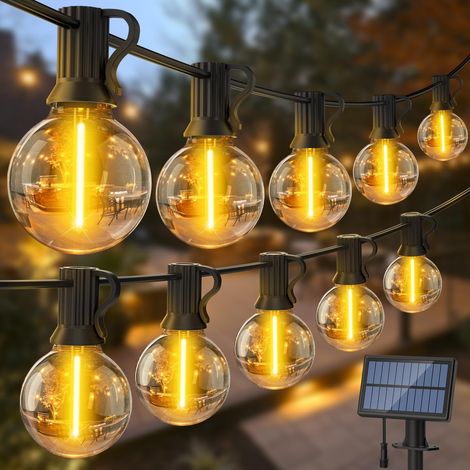 15 M Solar-lichtgirlande Für Den Außenbereich, G40-led-leuchtmittel, Wasserdicht Ip65, Ideal Für Garten, Terrasse Und Hochzeit