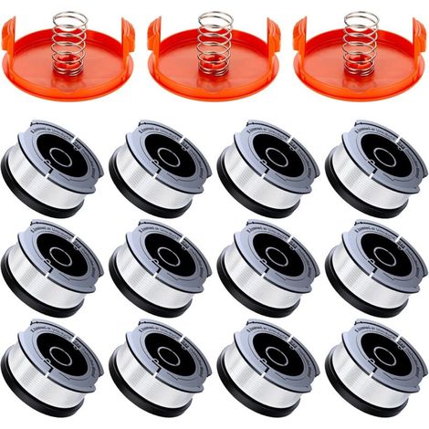 18 Stück Fadenschneider-fadenspulen, Kompatibel Mit Black & Decker A6481 Und A6485 Rasentrimmerfadenspule, 1,65-mm-trimmerfadenspule (12 Fadenschneiderfäden, 3 Abdeckungen)