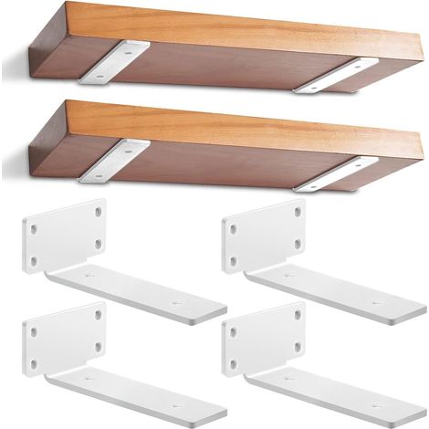 20 Cm, Set Mit 4 Weißen Schwebenden Regalhalterungen, Wandregalhalterung, Robuste Wandhalterungen Aus Metall Für Offene Diy-regale