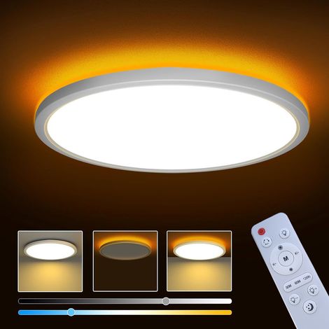 24w 2800lm Dimmbare Led-deckenleuchte Mit Fernbedienung, Nachtlicht 1800k, 3000k-6500k, Rund, Ultradünn, Für Wohnzimmer, Kinderzimmer, Durchmesser 30cm, Weiß