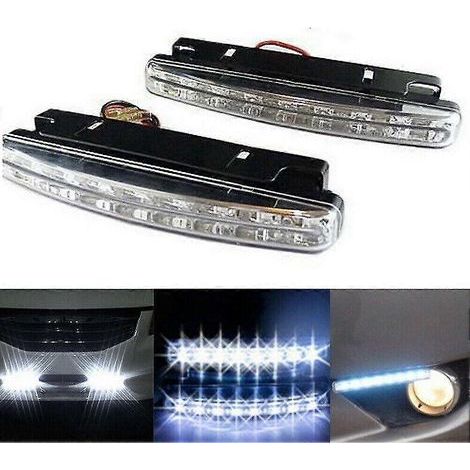 2er-pack 8 Led-tagfahrlichter (drl) Für Autos, Led-lampen, Nebelscheinwerfer, Ultrahell, Wasserdicht, 12 V Gleichstrom