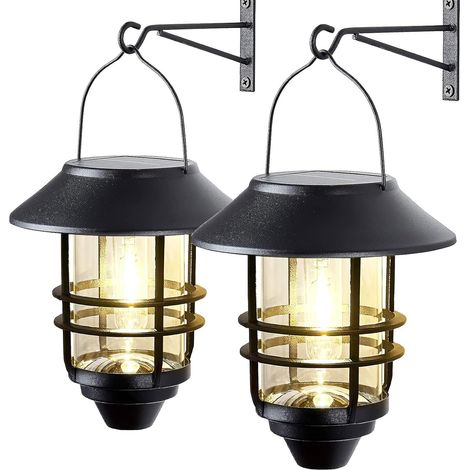 2er-pack Solarlaternen Für Den Außenbereich, Wasserdichte Edelstahl-glas-hänge-solarleuchten Für Den Außenbereich, Garten, Zaun, Wand, Veranda-licht