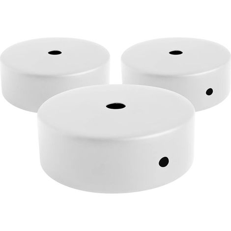 3 Deckenbaldachinen Aus Metall, Weiße Kronleuchter-drahtabdeckung, Komplettes Lampengehäuse Mit Kabelbinderzubehör, Schrauben Und Deckenhalterung. Durchmesser 80 Mm, Höhe 25 Mm